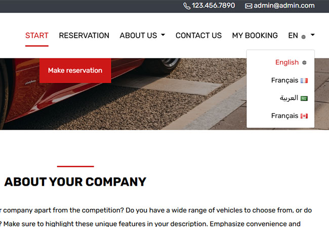 website builder - parking reservation system