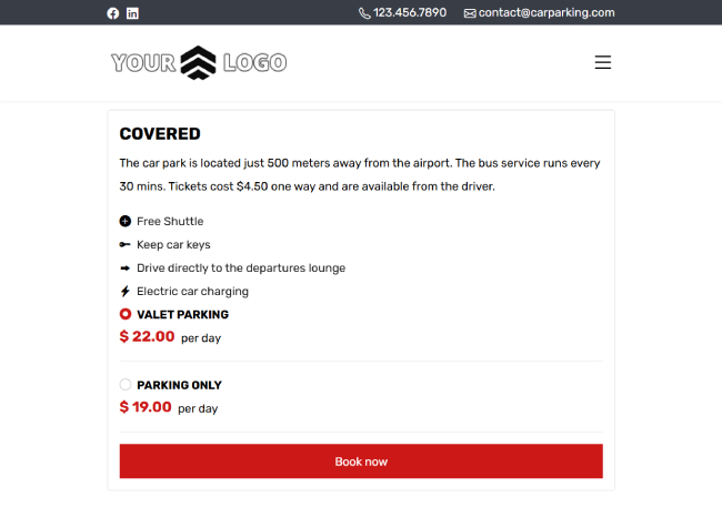 website builder - parking reservation system