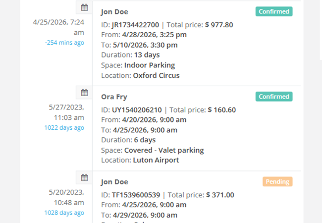 customers accounts - parking reservation system