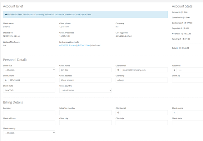 customers accounts - parking reservation system
