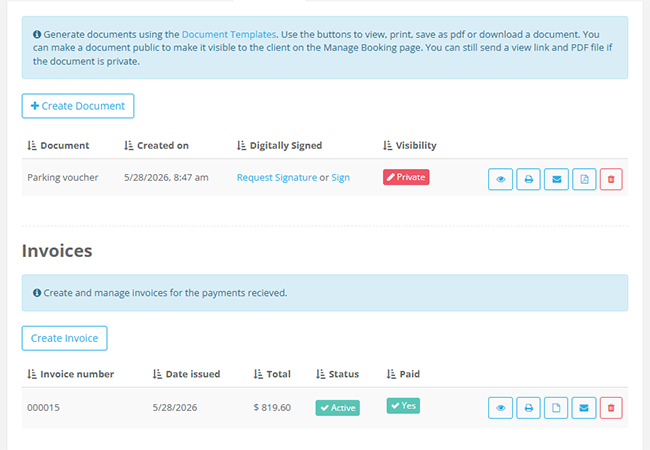 documents invoices templates - parking reservation system