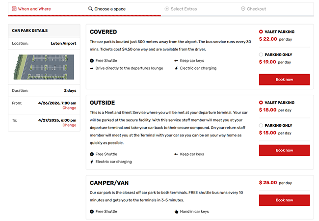 features - parking booking system