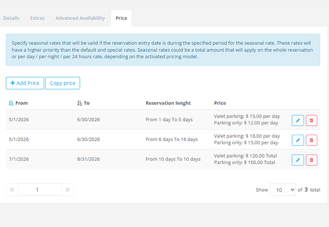 features - parking reservation system