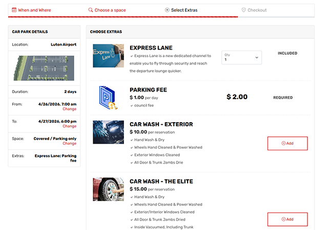 features - parking booking system