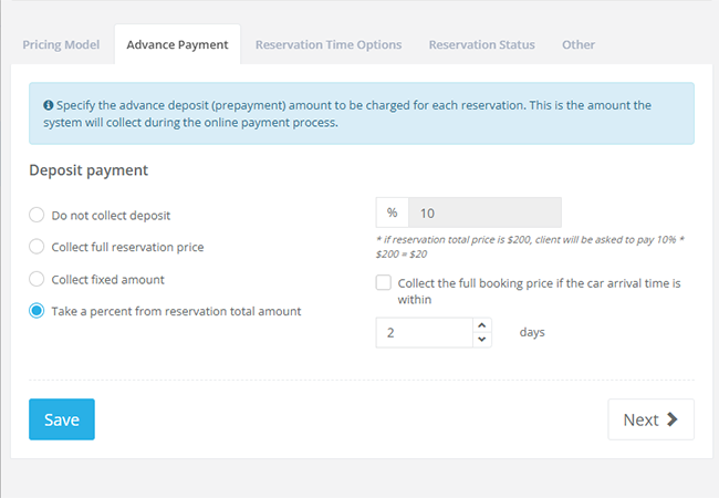 payments taxes discounts - parking booking system