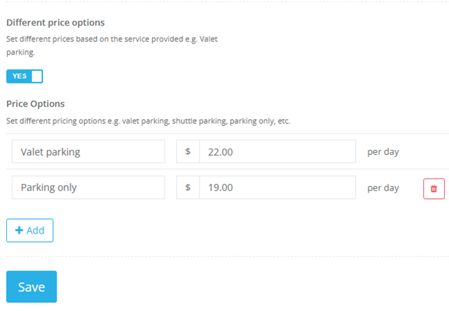 pricing availability rules - parking reservation system