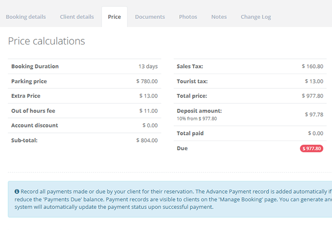 Pricing, payments and reservation changes